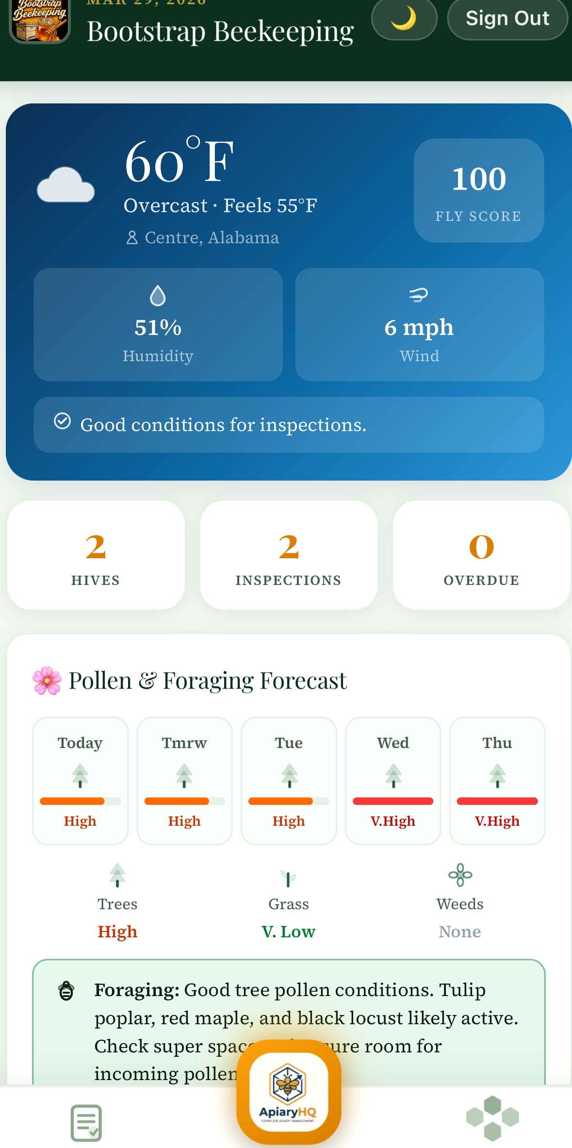 Apiary HQ Dashboard